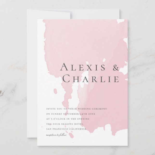 Modern Watercolor Abstract Wedding invitation (Front)