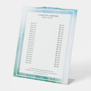 Modern Watercolor Abstract White Blue Pedestal Sign