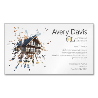 Modern Watercolor Architecture Real Estate Magnetic Business Card