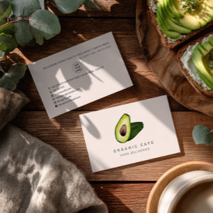 Modern watercolor avocado cafe home delivery food business card