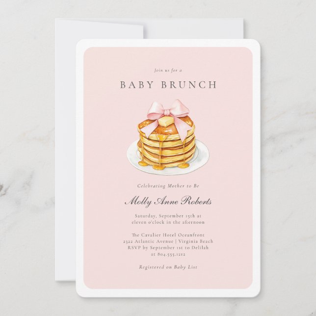 Modern Watercolor Baby Brunch Invitation (Front)