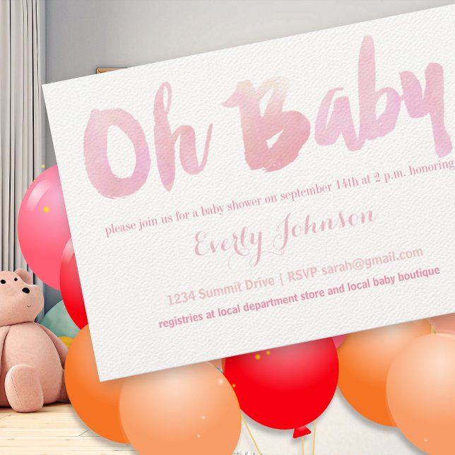 Modern Watercolor Baby Girl Shower Invitations (Creator Uploaded)