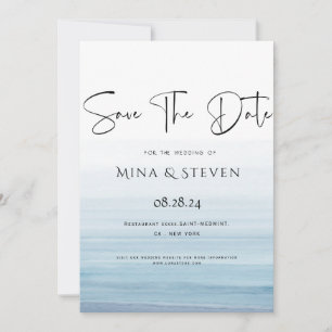 Modern watercolor beach wedding save the date
