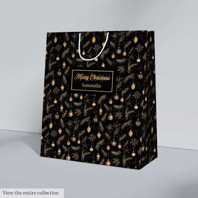 Modern watercolor black and gold gift bag design (Modern watercolor black and gold gift bag design)