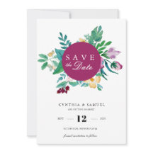 Modern Watercolor Blooms Save the Date