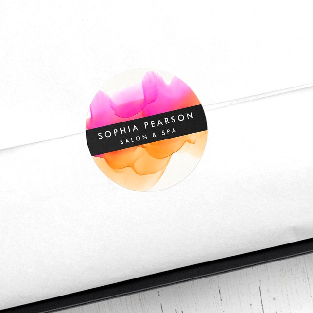 Modern Watercolor Blot Classic Round Sticker (Creator Uploaded)