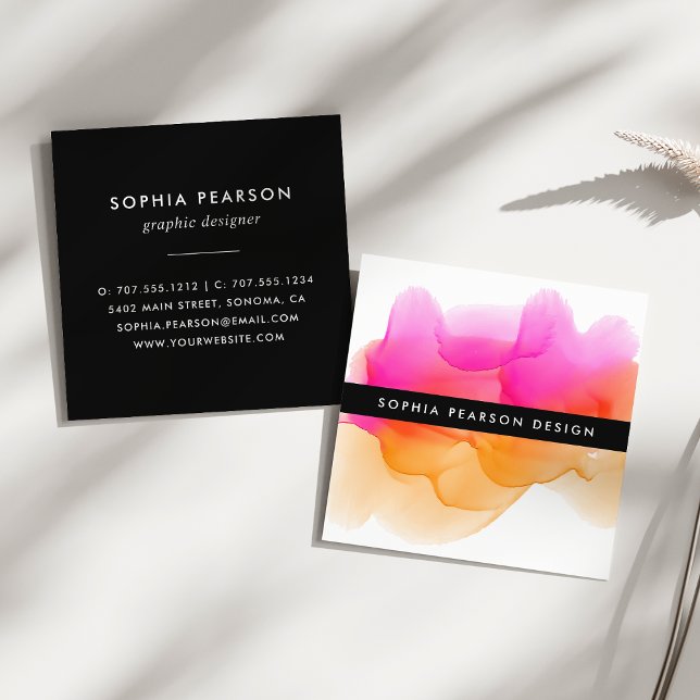 Modern Watercolor Blot Square Business Card (Creator Uploaded)