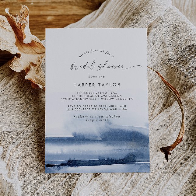 Modern Watercolor | Blue Bridal Shower Invitation (Creator Uploaded)