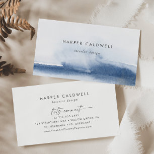 Modern Watercolor   Blue Business Card