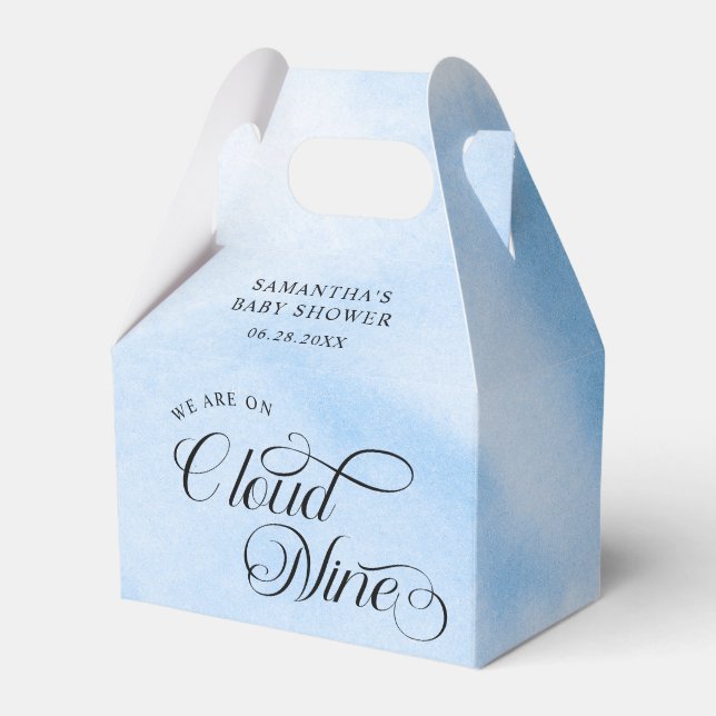 Modern Watercolor Blue Cloud Nine Baby Shower Favour Box (Front Side)