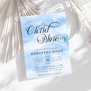 Modern Watercolor Blue Cloud Nine Baby Shower Invitation