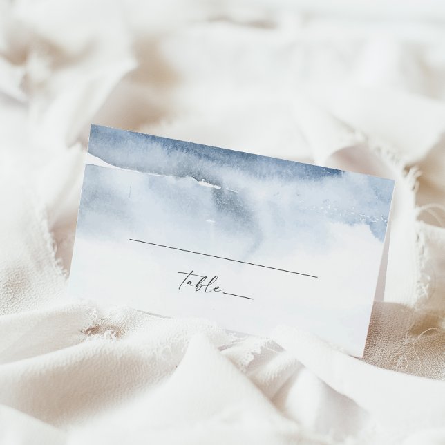 Modern Watercolor | Blue Folded Wedding Place Card (Creator Uploaded)