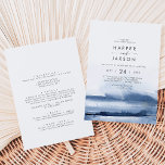 Modern Watercolor | Blue Front and Back Wedding Invitation<br><div class="desc">This modern watercolor blue front and back wedding invitation is perfect for a stylish contemporary wedding. The minimalist,  classic and elegant design collection features simple water colour paint brush strokes in pretty jewel tones. Include the RSVP info as well if your guest will be replying electronically (optional).</div>