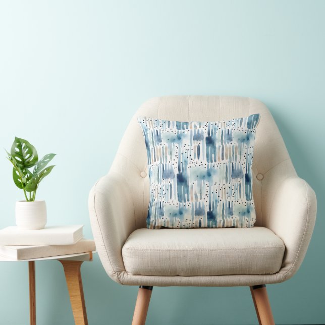 Modern Watercolor Blue Green Abstract Pattern Cushion (Chair)