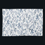 Modern Watercolor Blue Leaves Pattern   Tea Towel<br><div class="desc">Beautiful watercolor rustic blue leaves pattern kitchen towel</div>