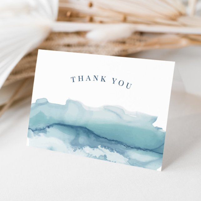 Modern Watercolor Blue Ocean Wedding Thank You Card (Creator Uploaded)