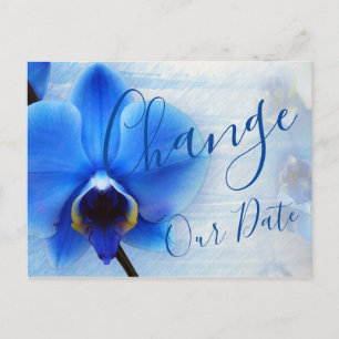 Modern Watercolor Blue Orchid Floral Postcard