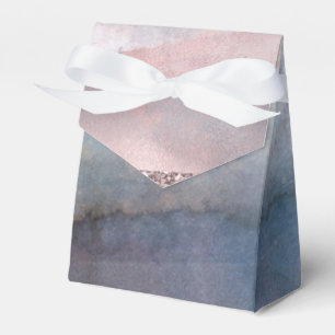 Modern Watercolor Blue & Rose Gold Pink Favour Box
