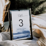 Modern Watercolor | Blue Table Number<br><div class="desc">This modern watercolor blue table number is perfect for a stylish contemporary wedding. The minimalist, classic and elegant design collection features simple water colour paint brush strokes in pretty jewel tones. The card prints on the front and back (double-sided). Items are printed exactly as they appear on your screen when...</div>