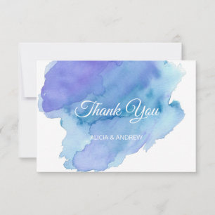 Modern Watercolor Blue Teal Turquoise THANK YOU