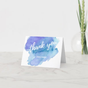Modern Watercolor Blue Teal Turquoise THANK YOU