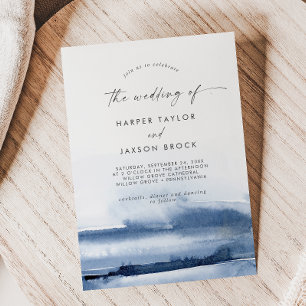 Modern Watercolor Blue The Wedding Of Invitation