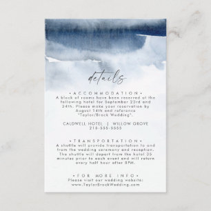 Modern Watercolor Blue Wedding Details Enclosure Card
