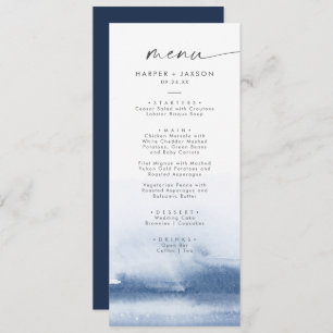 Modern Watercolor   Blue Wedding Dinner Menu