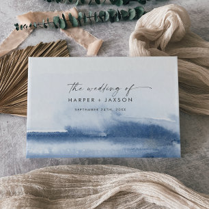 Modern Watercolor   Blue Wedding Guest Book