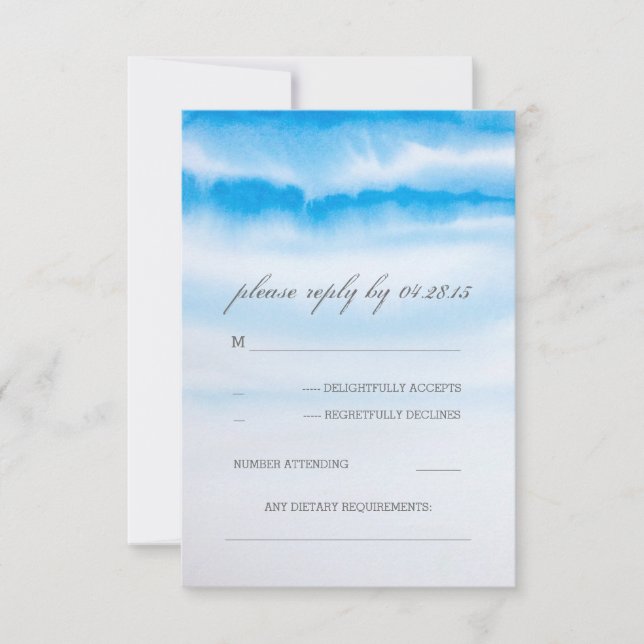 modern watercolor blue wedding RSVP cards (Front)