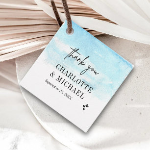 Modern Watercolor   Blue Wedding Thank You Favour Tags