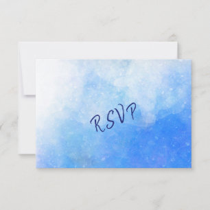 Modern Watercolor Blue White Greek Wedding RSVP Card