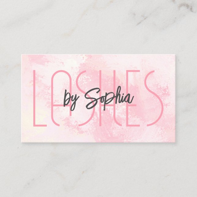 Modern Watercolor Blush Pink Elegant Lashes Business Card (Front)