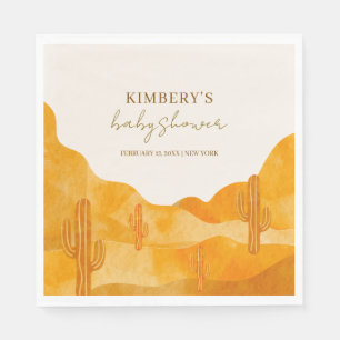 Modern Watercolor Boho Desert Cactus Baby Shower Napkin