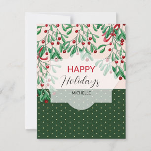 Modern Watercolor Boho Mistletoes Holiday Card