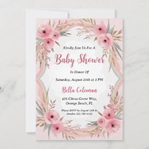 modern watercolor boho rainbow baby shower invitation