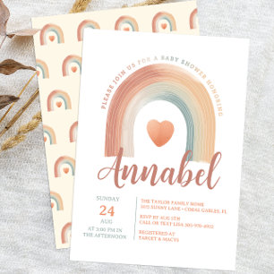 Modern Watercolor Boho Rainbow Baby Shower Invitation