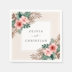 Modern Watercolor Boho Tropical Floral Wedding  Napkin