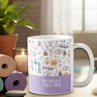 Modern Watercolor Boho Zen Yoga Aesthetic Pattern Coffee Mug
