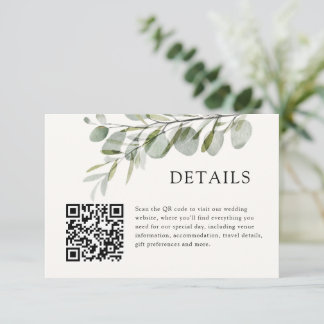 Modern Watercolor Botancial Greenery Wedding  Enclosure Card