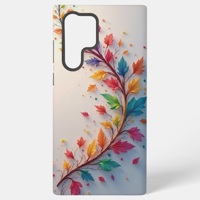 Modern Watercolor Botanical Branch Foliage Graphic Samsung Galaxy S22 Ultra Case (Back)