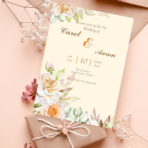 modern watercolor botanical  wedding  invitation