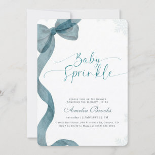 Modern Watercolor Bow Baby Sprinkle Baby Shower Invitation