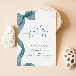 Modern Watercolor Bow Baby Sprinkle Baby Shower Invitation