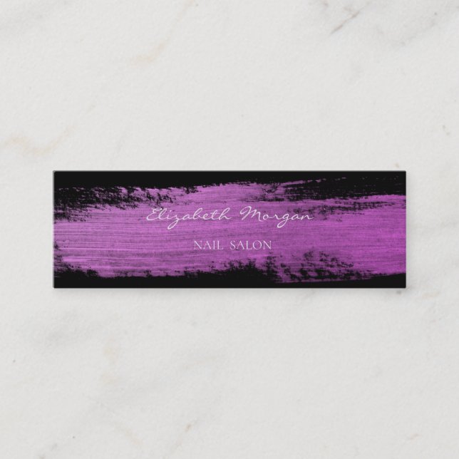 Modern Watercolor Brush Stroke,Black Mini Business Card (Front)