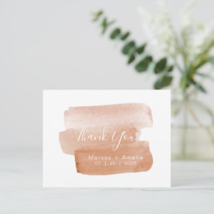 Modern Watercolor Brushstroke Minimalist Thank You Postcard