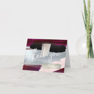 Modern Watercolor, Burgundy Blush Thank You Card