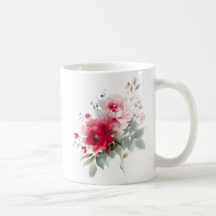 Modern Watercolor burgundy pink flowers Coffee Mug