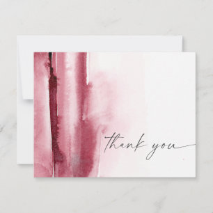 Modern Watercolor   Burgundy Thank You Card