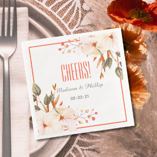 Modern Watercolor Burnt Orange Floral Napkin